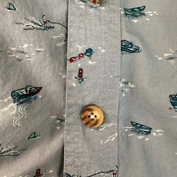 Duluth Trading Co Gray Blue Fishing Print Men's Shirt Size Small - Picture 11 of 15